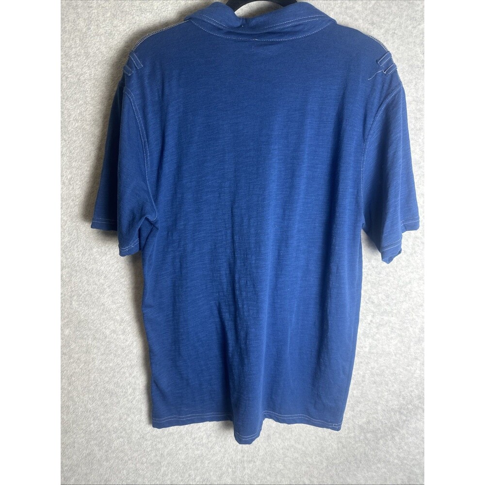 Vertical Sport Mens Blue Slub Knit Polo Shirt Double Chest Pockets Zipper XL - Picture 8 of 9